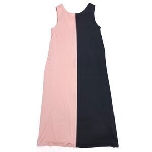 COS Minimal Modern A Line Balloon Maxi Dress Pink Black Half Color Block Small